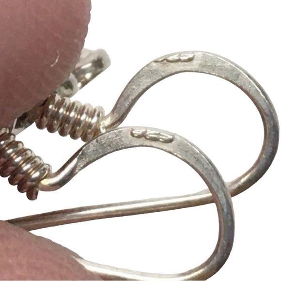 VNTG Victorian 925 Sterling Silver & Real Blue Topaz Drop Earrings — Like New - Picture 6 of 7